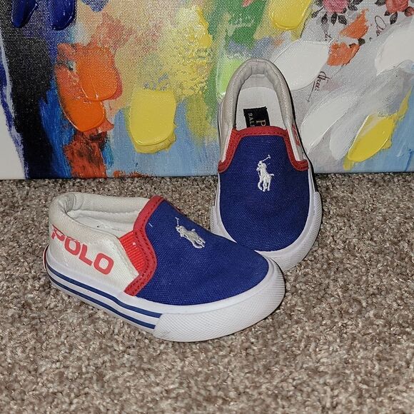 Polo Ralph Lauren Slip On Slater Canvas Toddler Shoes Size 4 - Picture 9 of 9